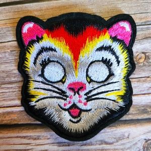Creepy Cat Mask Tattoo Style Art Horror Goth Iron On Patch.